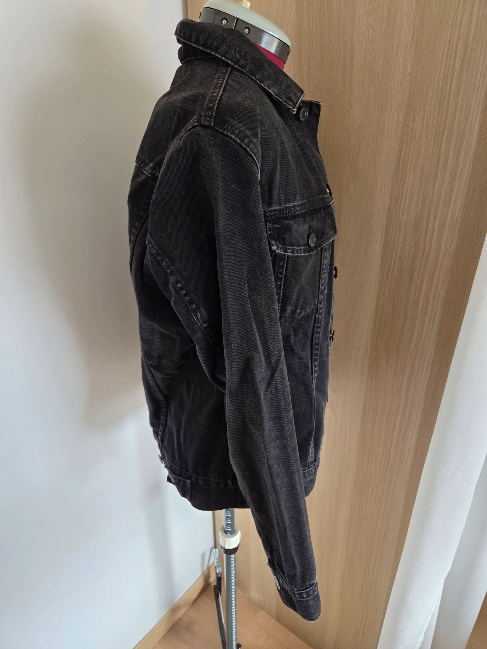 Oversized black denim jacket size XS H&M – photo 2